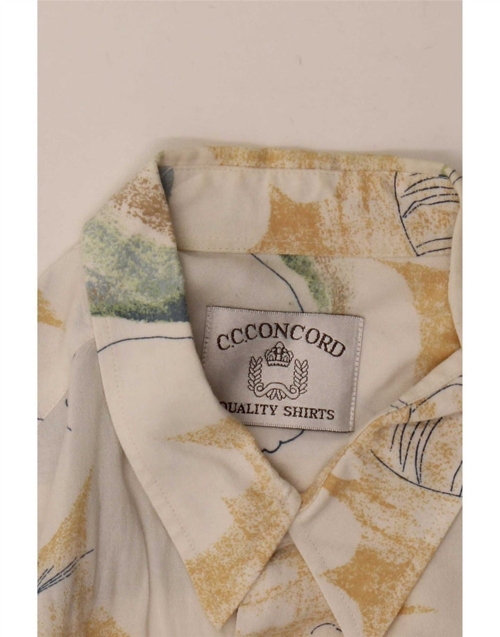 C.C.Concord Camisa de manga corta con estampado abstracto para hombre XL Blanco
