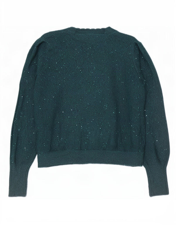 Fat Face Jersey extragrande con cuello en V para mujer UK 10 Small Green Moteado