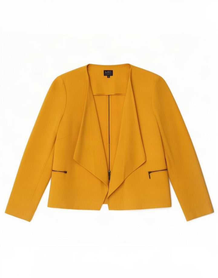 Marks & Spencer Chaqueta tipo blazer abierta para mujer UK 20 2XL Poliéster amarillo