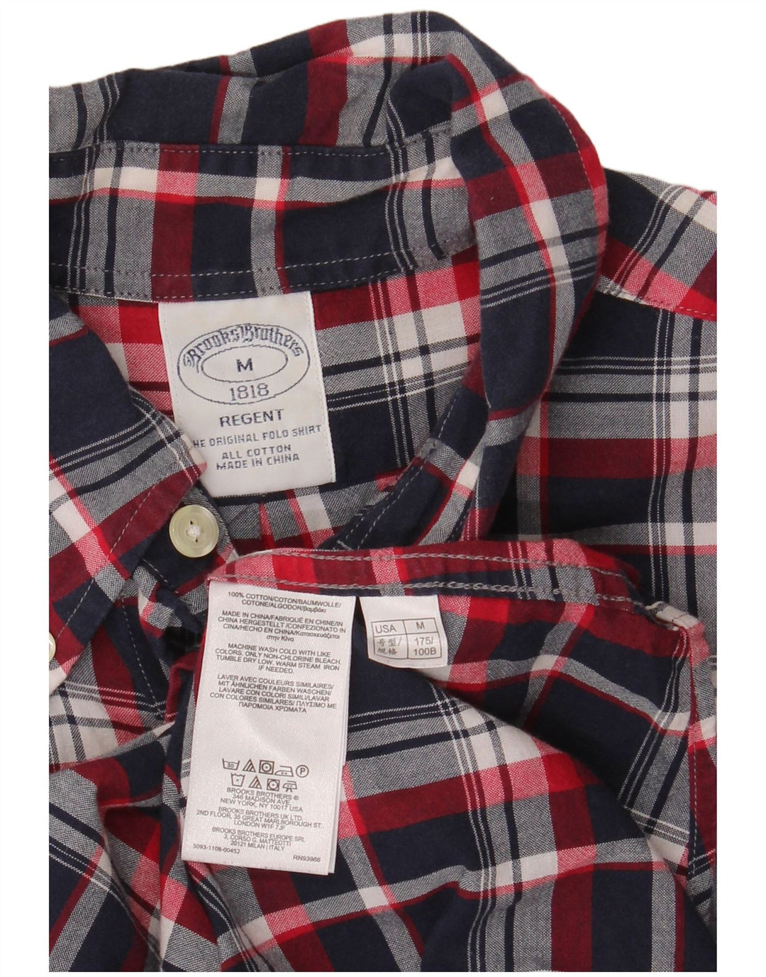 Brooks Brothers Camisa de manga corta Regent para hombre, cuadros azul marino mediano
