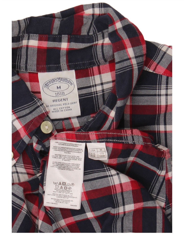 Brooks Brothers Camisa de manga corta Regent para hombre, cuadros azul marino mediano