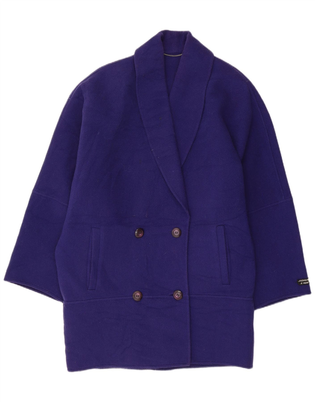Vintage mujer oversize abrigo de doble pecho IT 42 lana púrpura mediana
