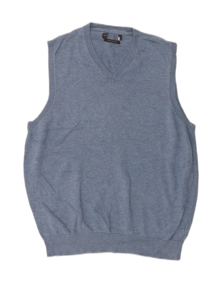 Marks & Spencer - Camiseta sin mangas para hombre, talla grande, algodón azul