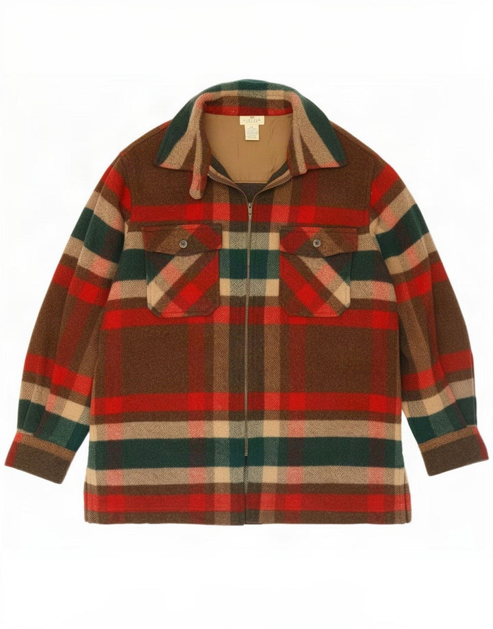 Camisa de franela vintage para hombre Acrílico a cuadros rojos medianos