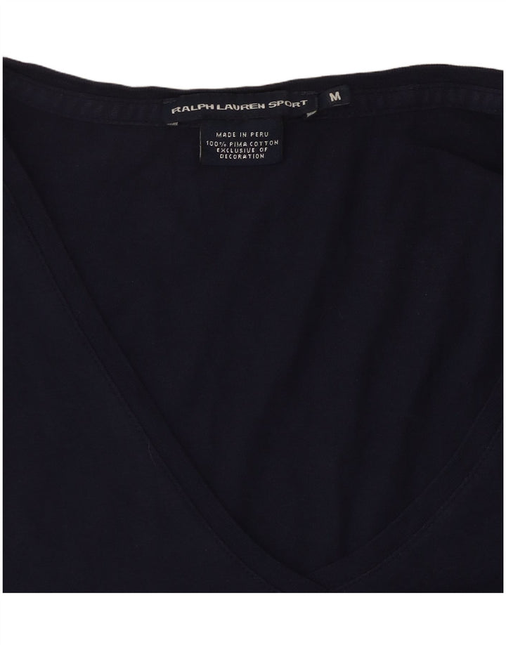 RALPH LAUREN Camiseta para mujer Top UK 12 Medium Azul marino Algodón
