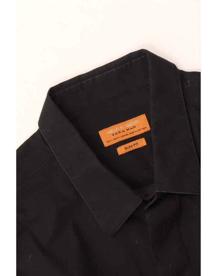 Zara Hombre Camisa Slim Fit Mediano Negro