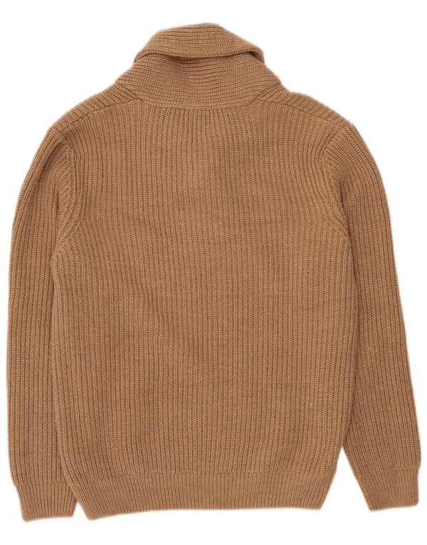 Zara Hombre Jersey Con Cuello Chal Suéter Grande Acrílico Beige