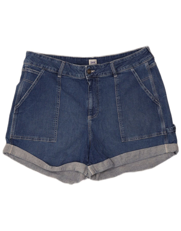 Lee - Pantalones cortos vaqueros de cintura alta para mujer US 18 2XL W38 algodón azul