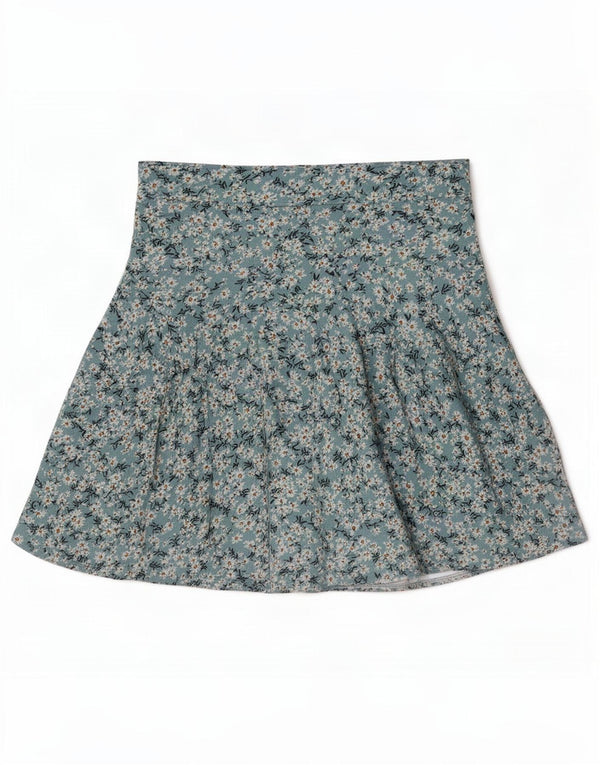 Zara Mujer Shorts De Talle Alto Small W26 Viscosa Floral Azul
