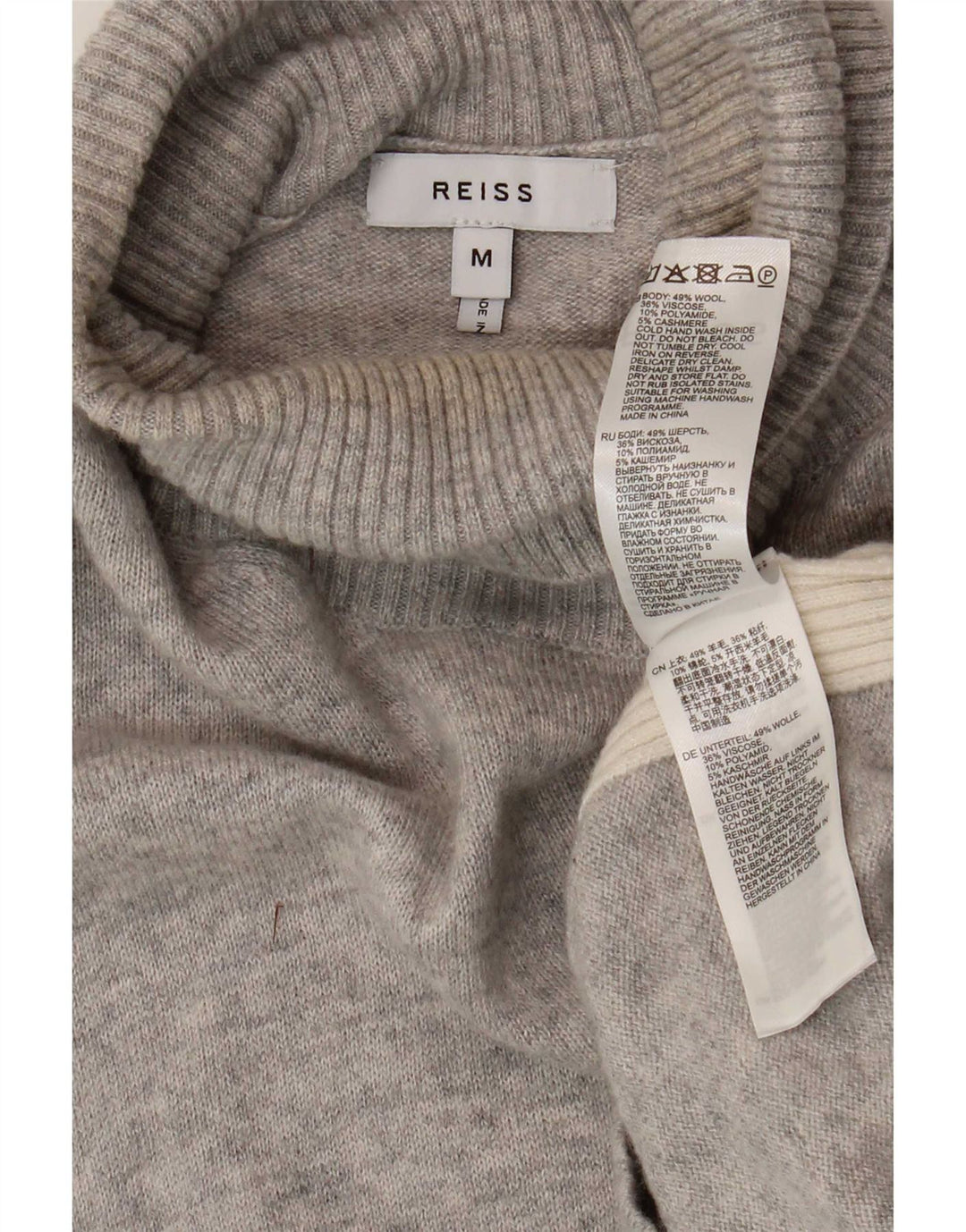 Jersey Con Cuello Vuelto De Lana Gris Medio Reiss Hombre