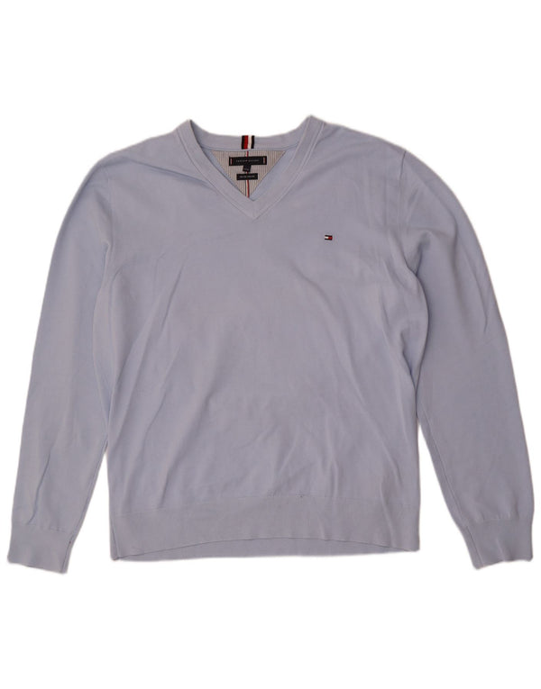 Tommy Hilfiger Jersey con cuello en V para mujer UK 22 3XL Algodón azul