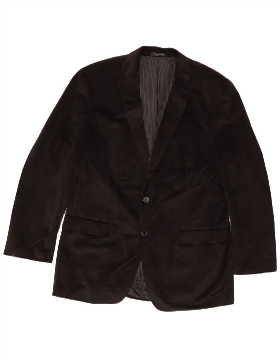 Vintage hombres largo 2 botones Blazer chaqueta Reino Unido 44 2XL poliéster negro