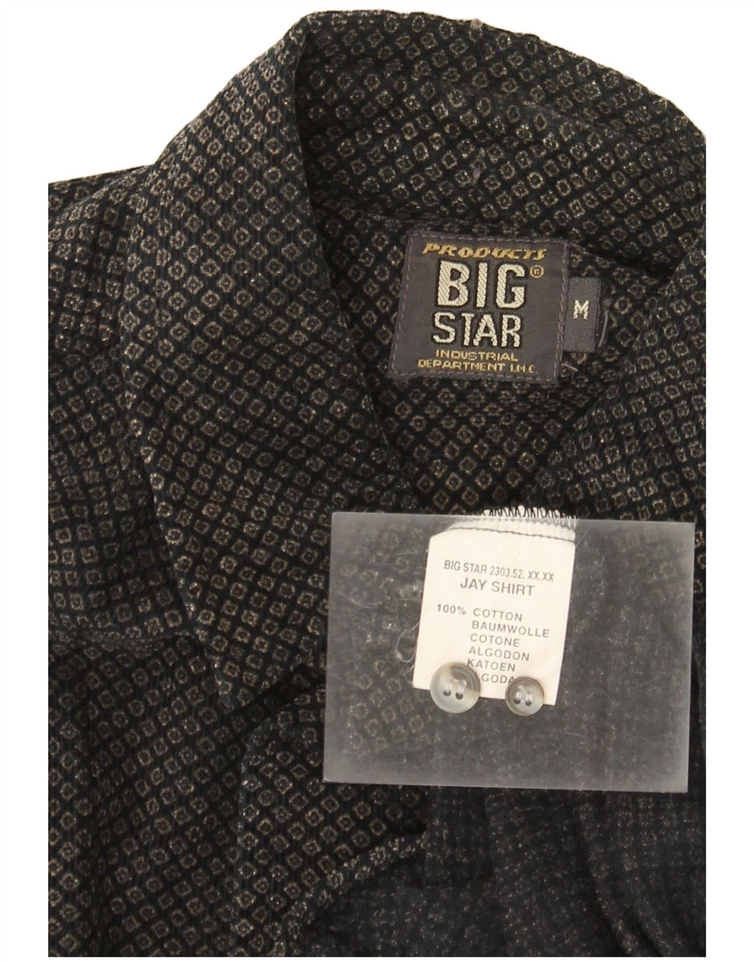 Camisa Big Star Hombre Algodón Geométrico Negro Mediano
