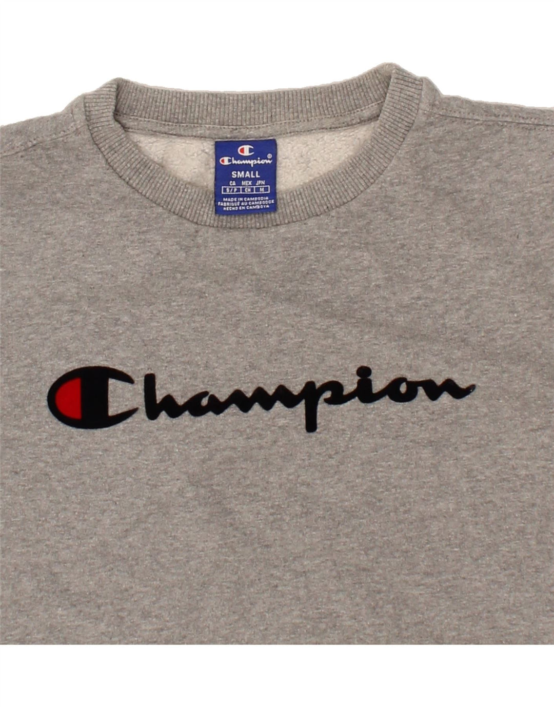 CHAMPION Womens Oversized Graphic Sweatshirt Jumper UK 10 Small Grey Vintage Champion and Second-Hand Champion from Messina Hembry 