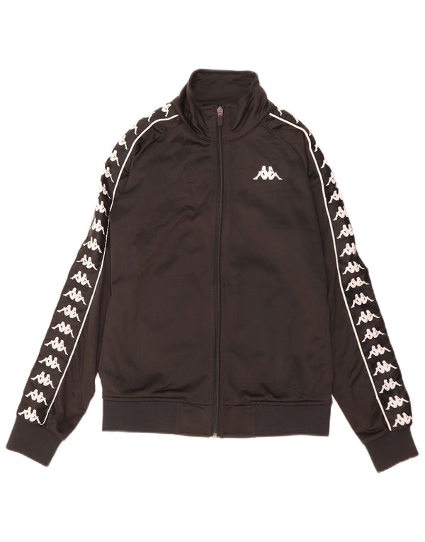 Kappa Mens Graphic Chándal Top Chaqueta Pequeña Poliéster Negro