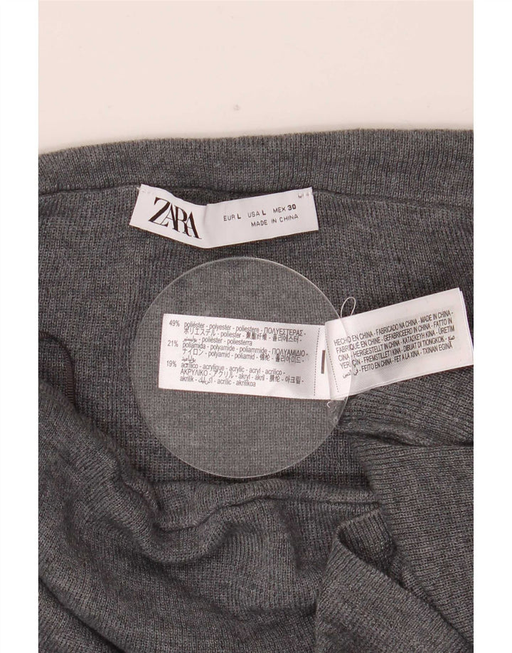 Zara Jersey con cuello vuelto para mujer UK 44 Grande Poliéster gris