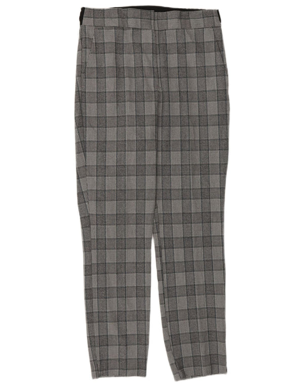 Zara Mujer Pantalones Casuales Slim UK 8 Small W26 L26 Gris Cuadros Clásico