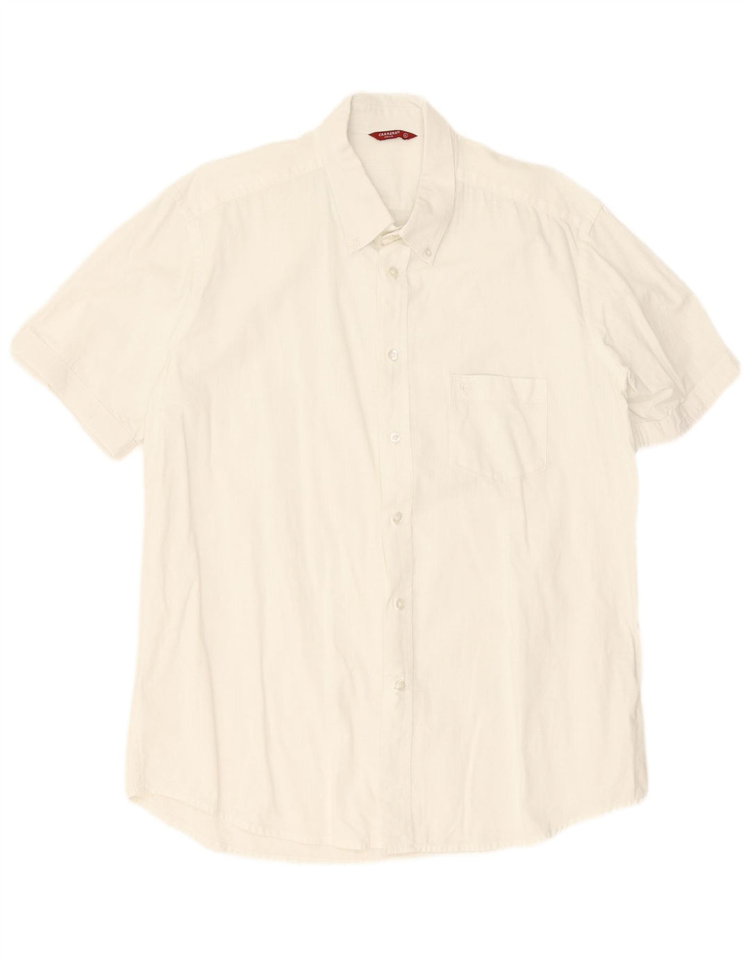 Camisa Carrera Hombre Manga Corta XL Algodón Blanco
