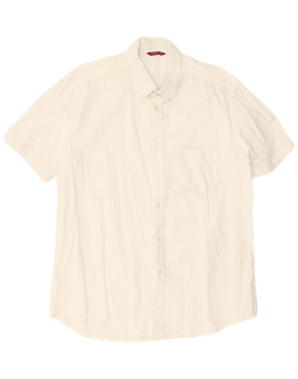Camisa Carrera Hombre Manga Corta XL Algodón Blanco