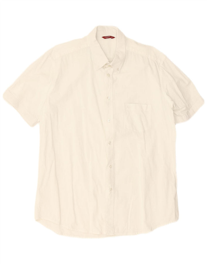 Camisa Carrera Hombre Manga Corta XL Algodón Blanco