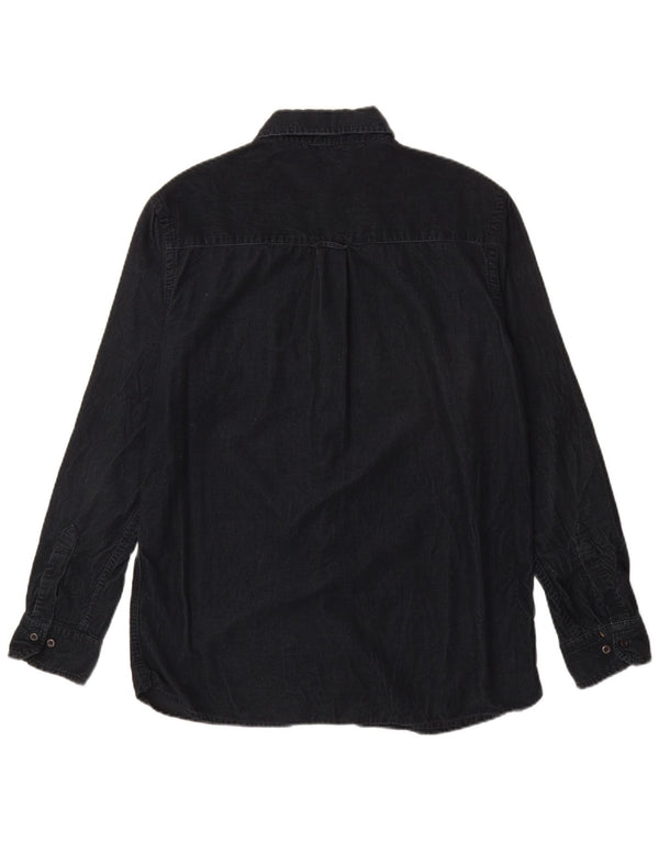 Carrera Camisa de pana para hombre Grande Algodón azul marino