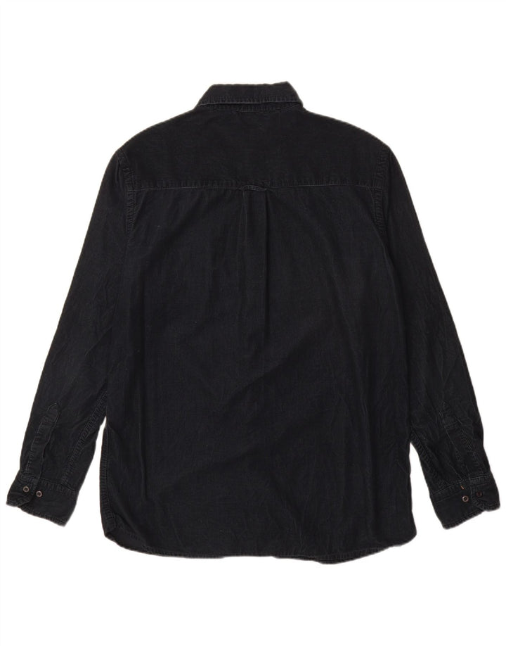 Carrera Camisa de pana para hombre Grande Algodón azul marino