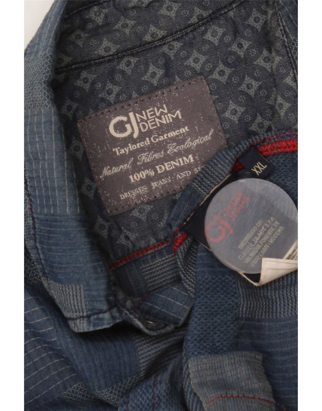 Camisa Gaudí Hombre 2XL Algodón Patchwork Azul