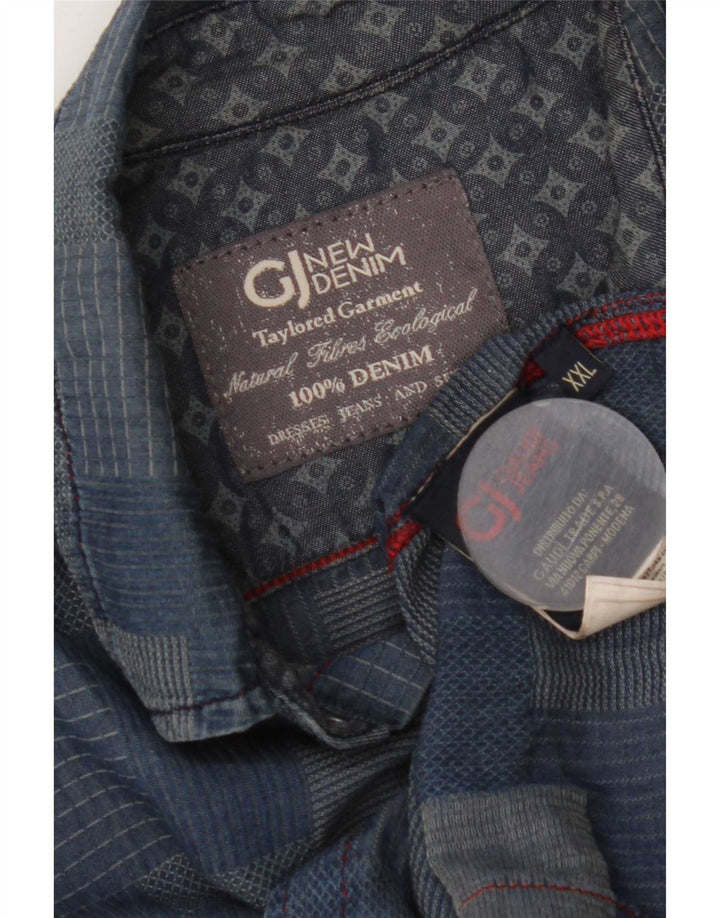 Camisa Gaudí Hombre 2XL Algodón Patchwork Azul