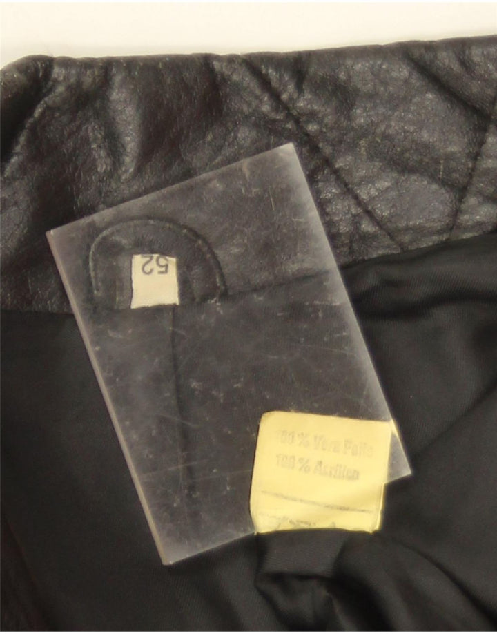 Chaqueta de cuero vintage para hombre IT 52 XL cuero negro