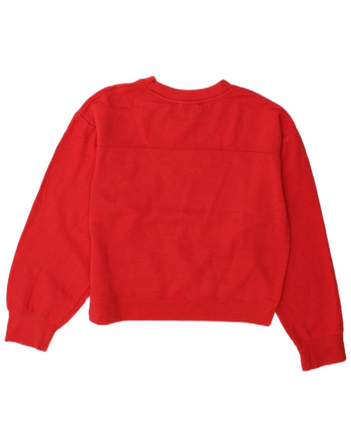 Zara Mujer Sudadera De Gran Tamaño Jersey UK 10 Pequeño Poliéster Rojo