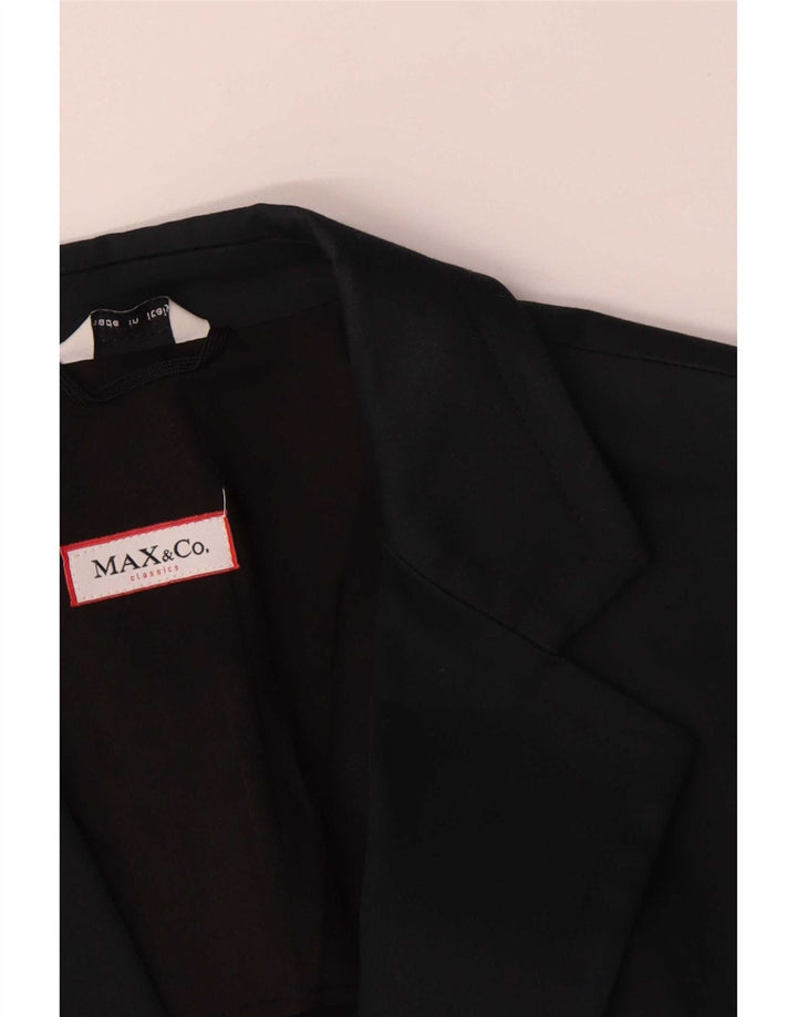 Max & Co. Chaqueta tipo blazer de 2 botones para mujer UK 10 Small Azul marino Algodón