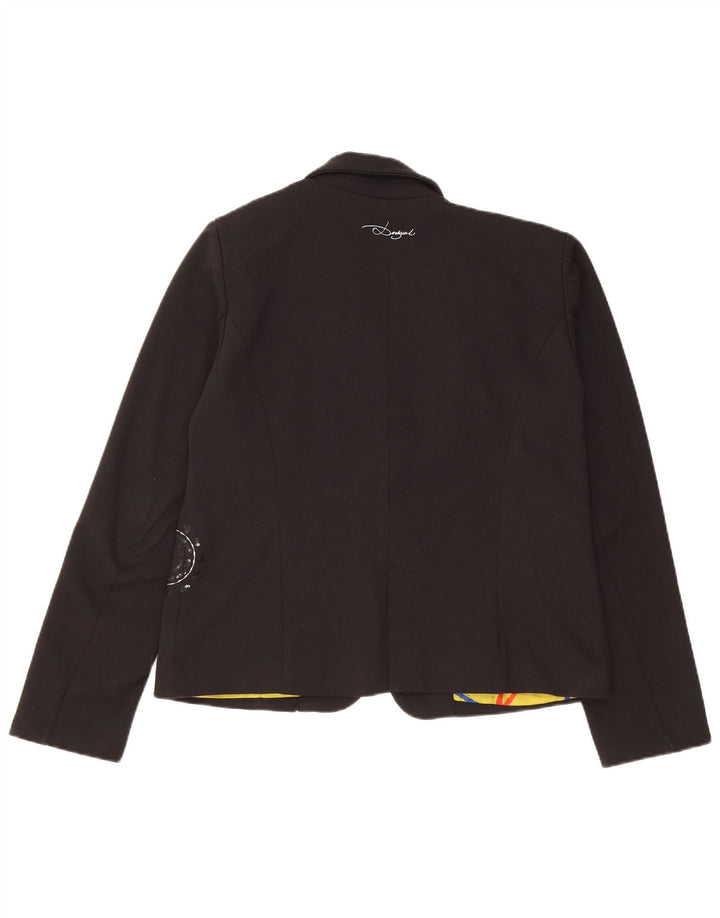 Desigual Chaqueta Blazer De 1 Botón Para Mujer EU 42 Grande Poliéster Negro