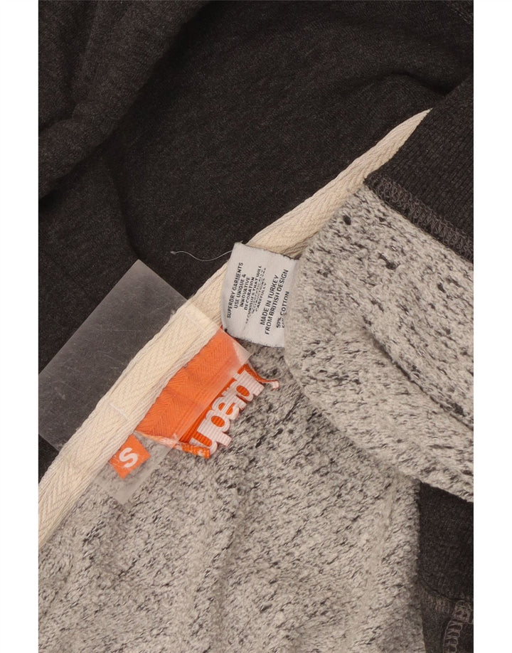 Superdry Sudadera con capucha y cremallera para hombre, talla pequeña, algodón gris