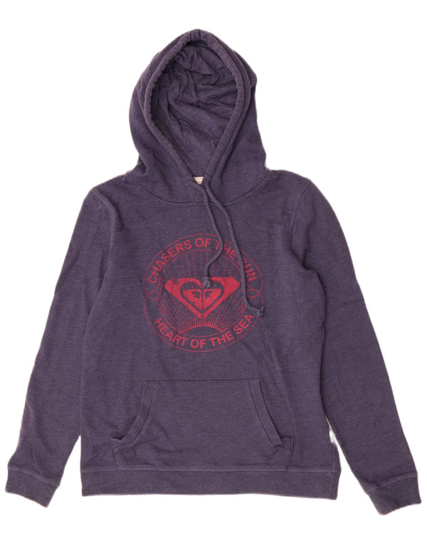 Roxy Womens Graphic Hoodie Jumper Medium Purple Cotton