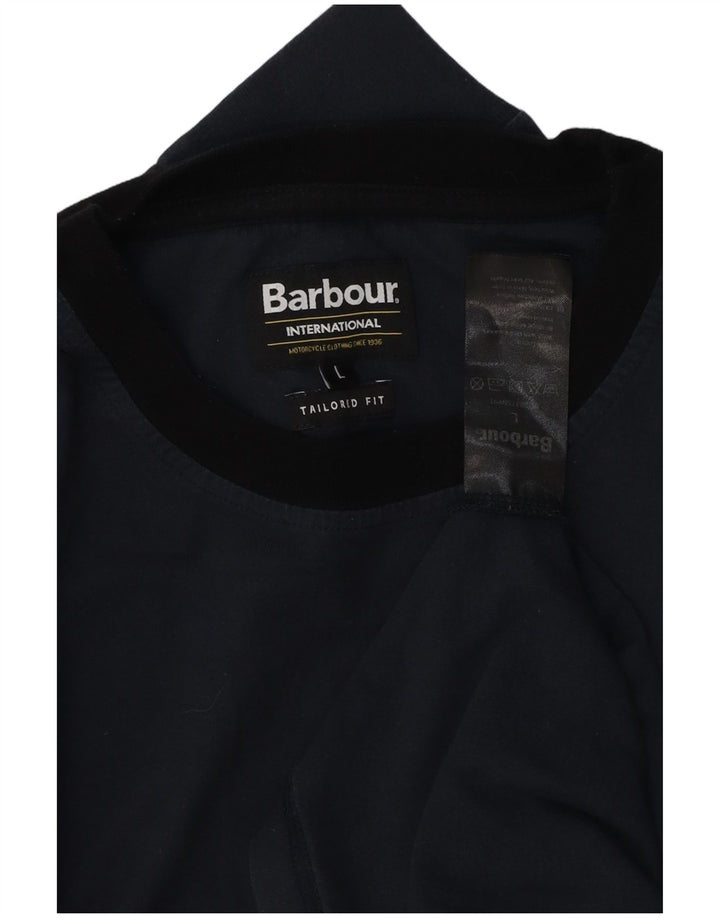 BARBOUR Top entallado para hombre de manga larga con bloques de color azul marino grande