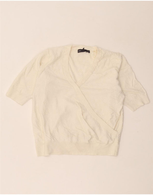 Marks & Spencer Suéter con cuello en V para mujer UK 40 Medium Off White