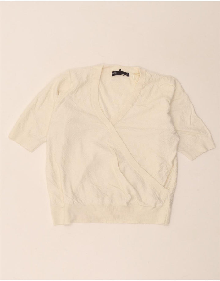 Marks & Spencer Suéter con cuello en V para mujer UK 40 Medium Off White