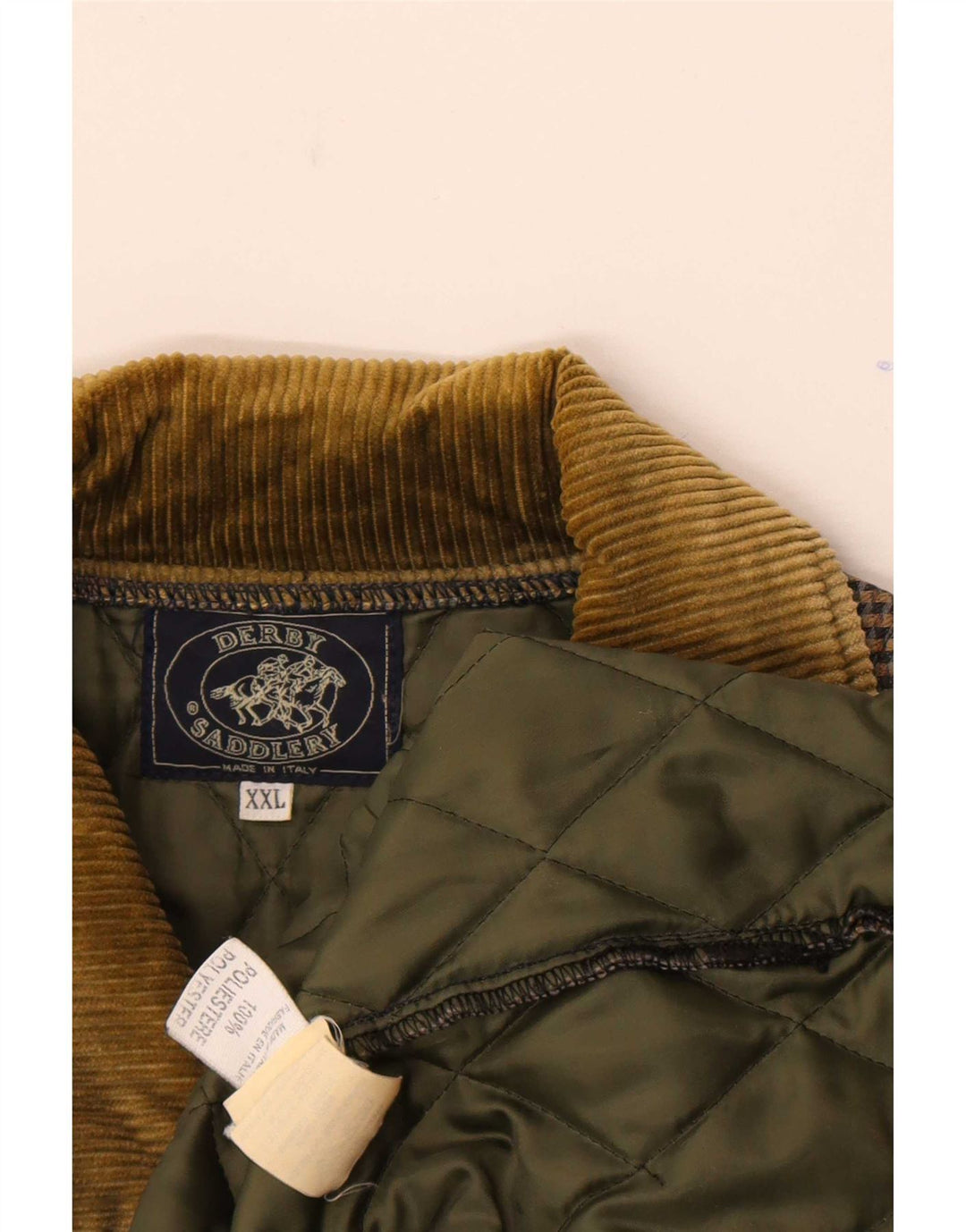 Chaqueta Acolchada Vintage para Hombre UK 44 2XL Marrón Pata de Gallo Poliéster