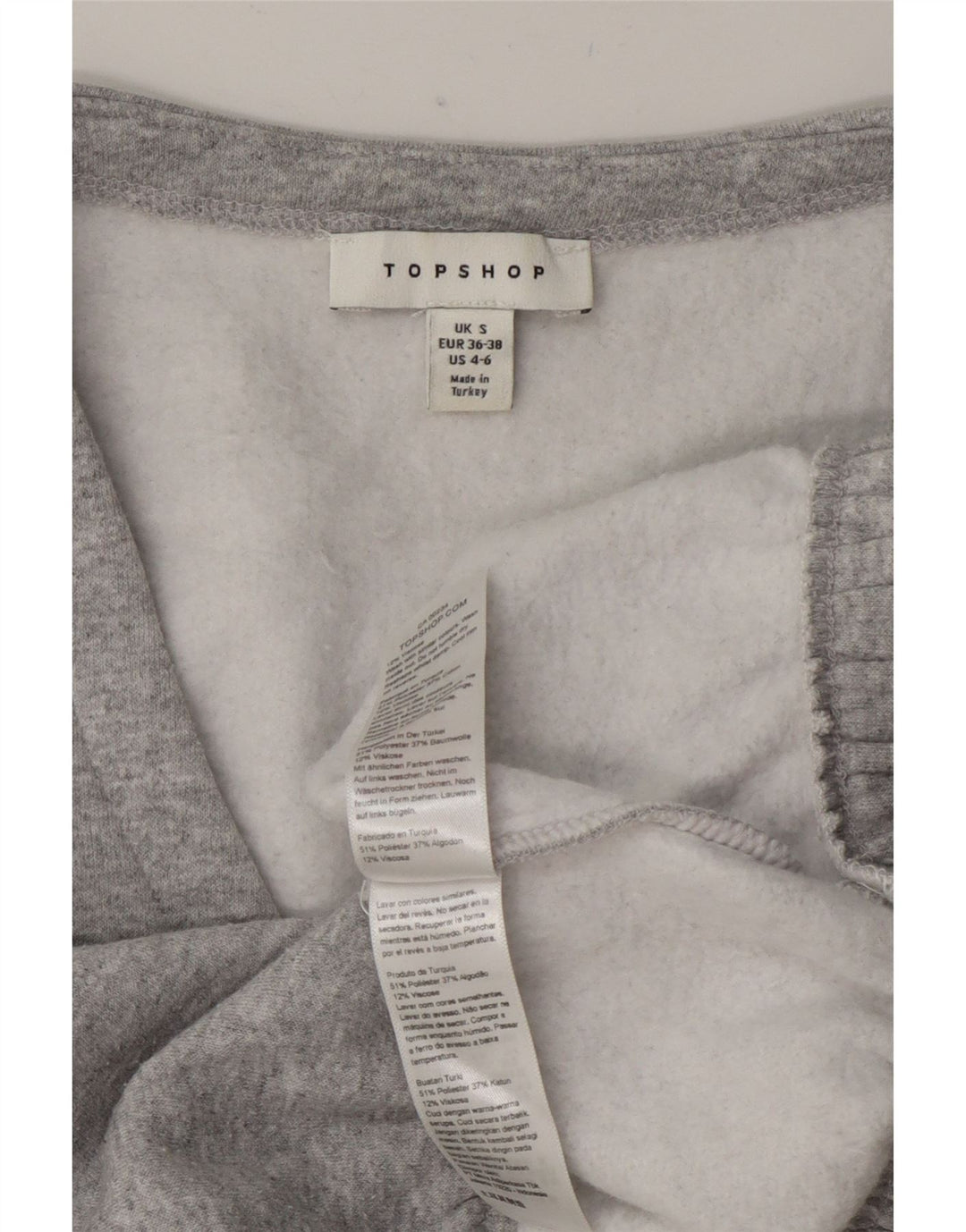 Topshop Mujer Crop Oversize Sudadera Jumper UK 10 Small Gris Poliéster