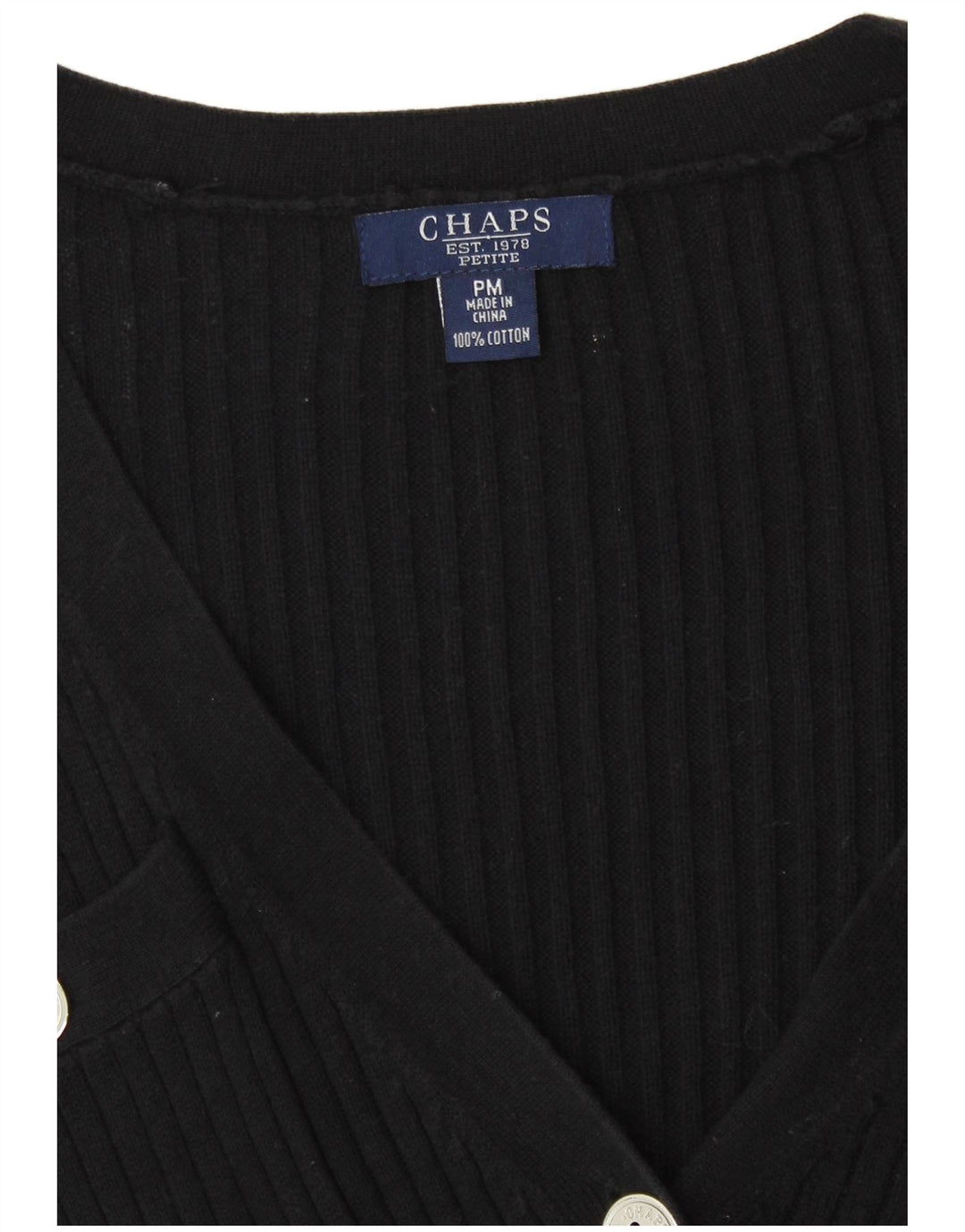 Chaps Suéter tipo cárdigan pequeño para mujer UK 14 Mediano Algodón negro