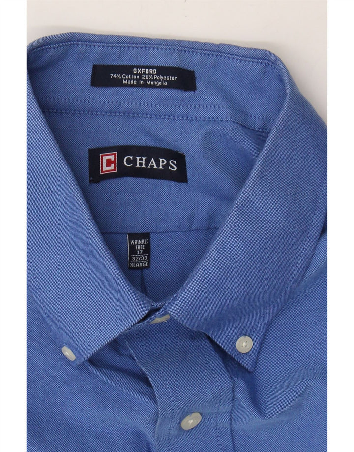 CHAPS Mens Shirt Size 17 XL Blue Cotton Vintage Chaps and Second-Hand Chaps from Messina Hembry 