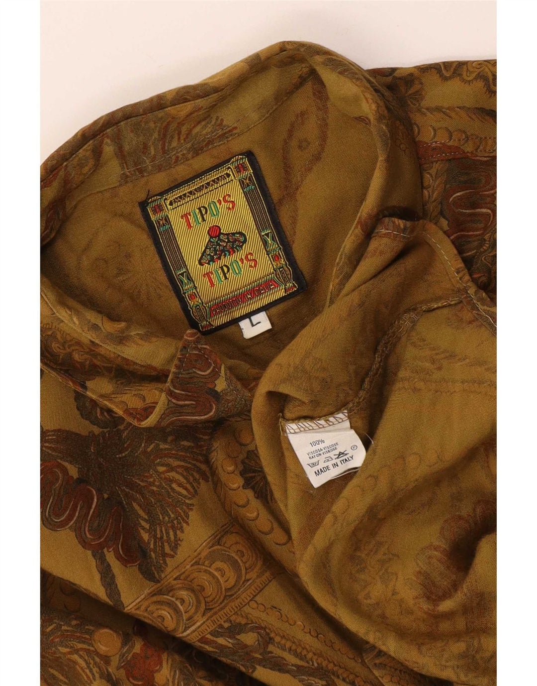 Tipo' S Camisa gráfica para hombre de viscosa caqui grande