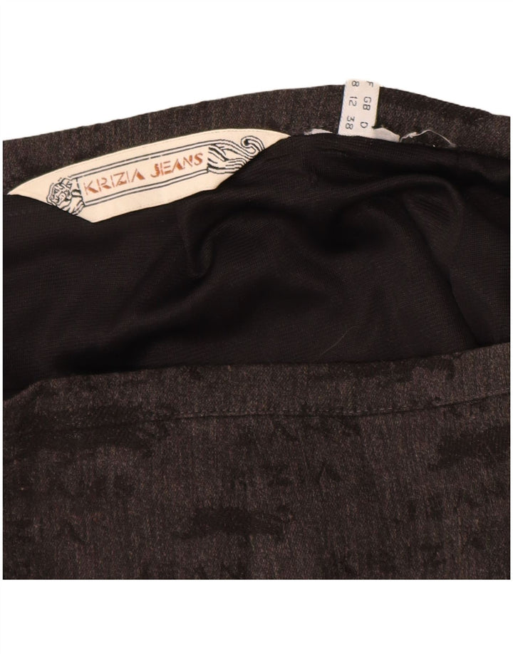 KRIZIA JEANS Falda lápiz gráfica para mujer UK 12 Medium W28 Gris