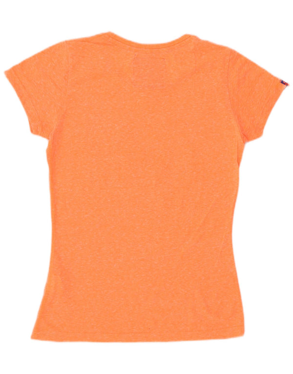 SUPERDRY Camiseta gráfica para mujer Top UK 40 Poliéster moteado naranja mediano