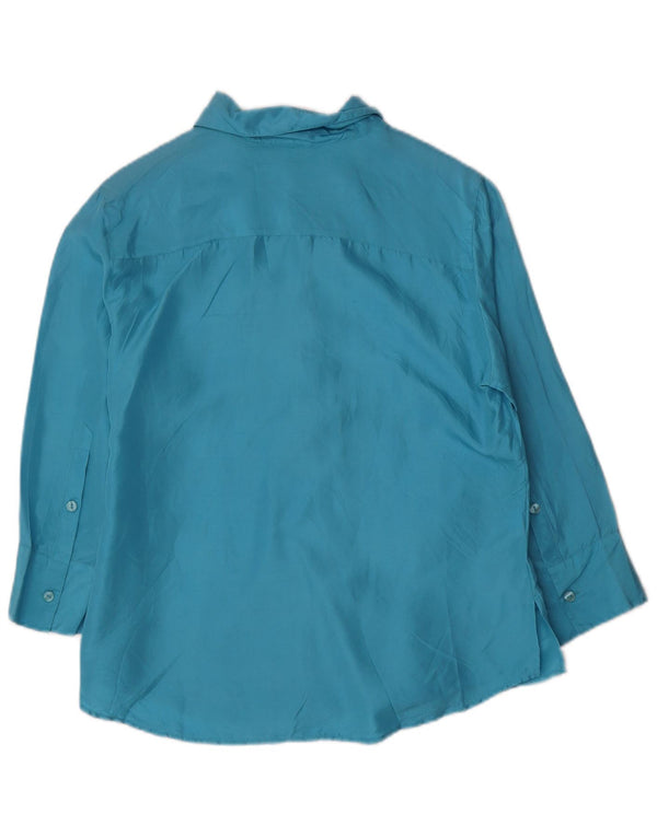 Andrea Mare Blusa de manga 3/4 para mujer UK 10 Small Blue Silk
