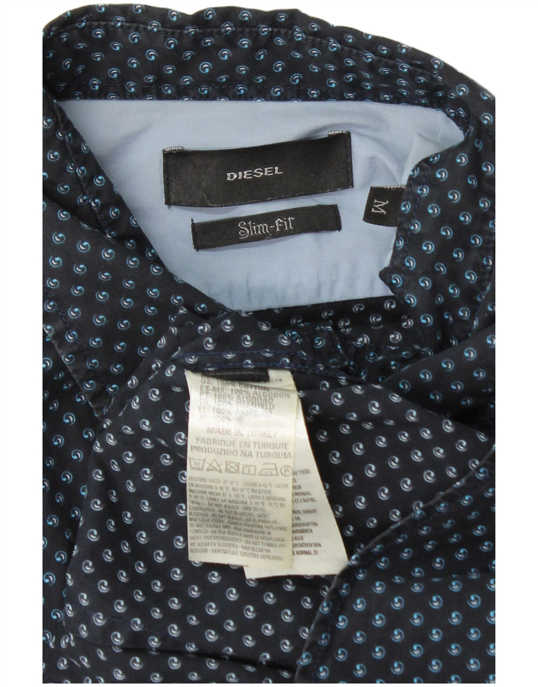 Diesel Hombre Camisa Slim Fit De Algodón Con Manchas Azul Marino Medio