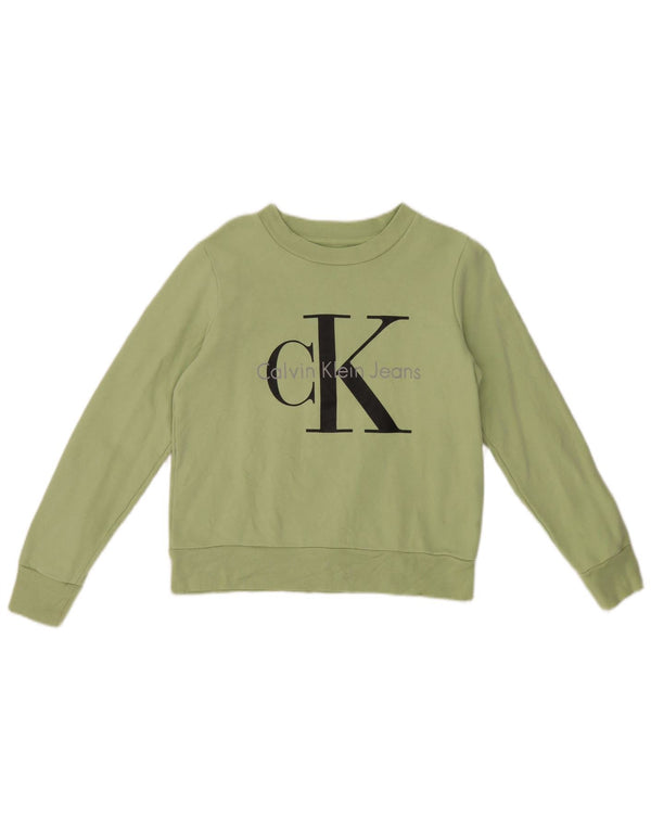 Calvin Klein Jeans Sudadera gráfica para mujer Jumper UK 6 XS Algodón verde