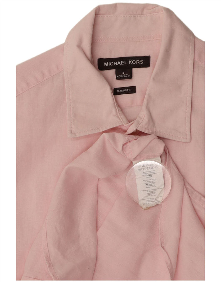 MICHAEL KORS Camisa de corte clásico para hombre, talla pequeña, lino rosa