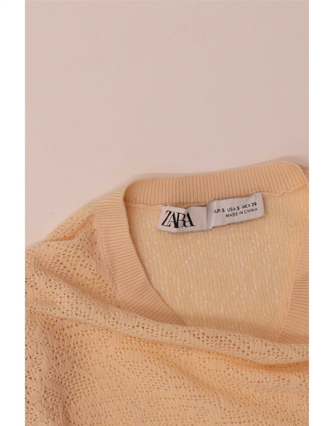 Zara Mujer Top Manga Larga UK 8 Small Beige