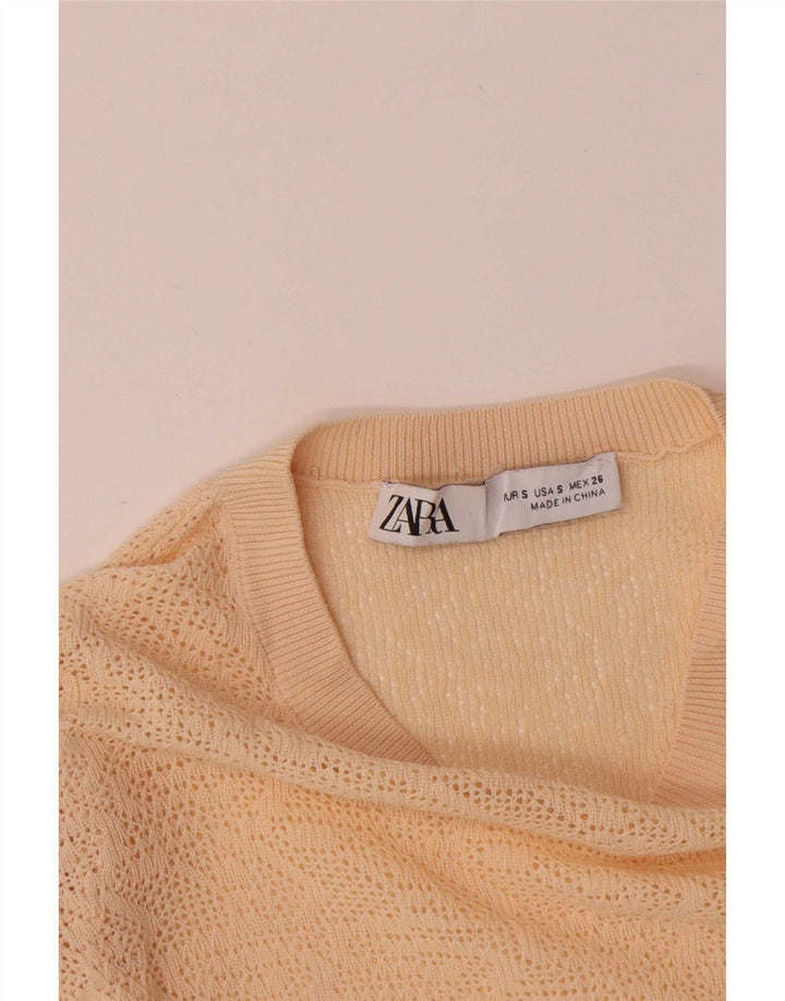 Zara Mujer Top Manga Larga UK 8 Small Beige